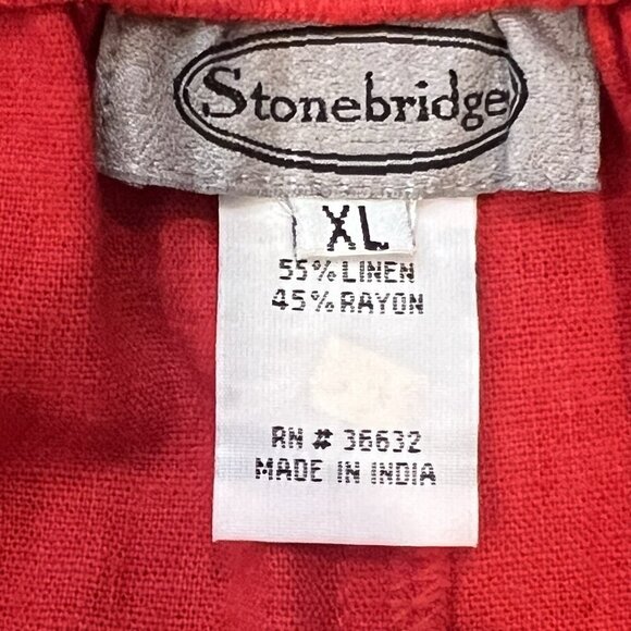 Stonebridge Vtg Linen Rayon Set Top Plus Size 1X Pants XL Red Nautical Travel - Picture 16 of 16
